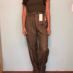 Classic plaid wool high waisted trousers